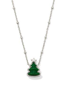 Holiday Tree Silver Short Pendant Necklace